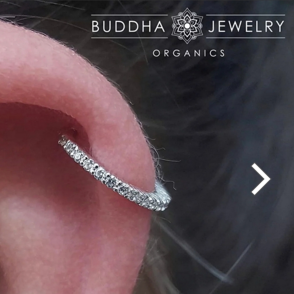 Buddha Jewelry Radiant Clicker 5/16" 18g Yellow Gold with CZ - Picture 4 of 4